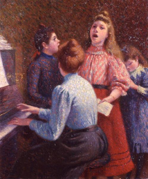 The singing lesson, c.1890 - Федеріко Дзандоменегі