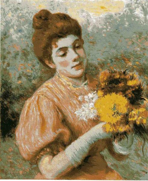 Woman with bouquet - Federico Zandomeneghi