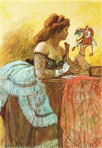 Lady with Puppet - Felicien Rops