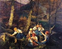 The violets pickers (Early Spring in the Wienerwald) - Ferdinand Georg Waldmüller