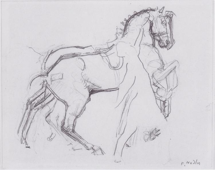 Cavalryman striding a horse, 1908 - Фердинанд Ходлер