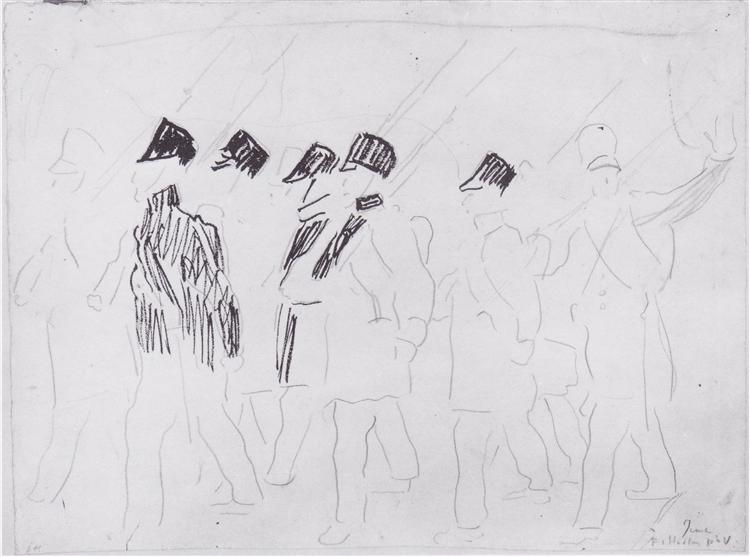Pulling soldiers, 1908 - Фердинанд Ходлер