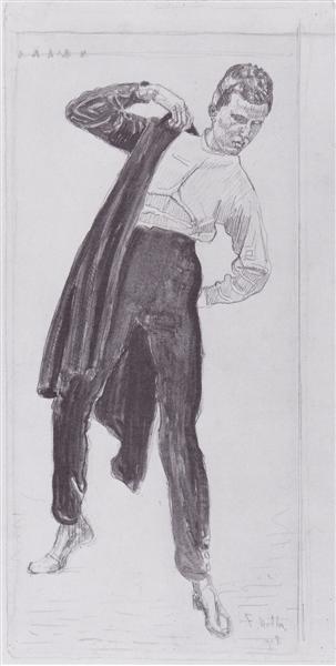 Student, appealing his tunic, 1909 - Фердинанд Ходлер