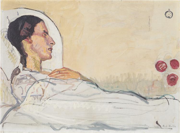 Valentine Gode Darel in hospital bed, 1914 - Фердинанд Ходлер