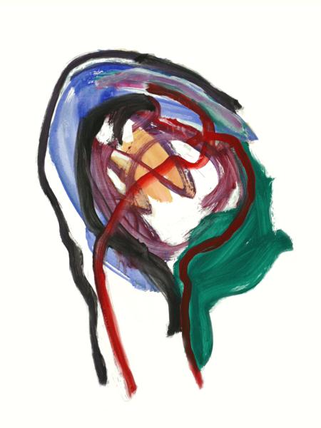 Open Head - abstract painting on paper, c.2007 - Fons Heijnsbroek