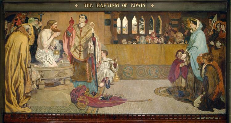 Cartoon for the Baptism of Edwin (c.585-633) King of Northumbria and Deira, 1879 - 1891 - Ford Madox Brown