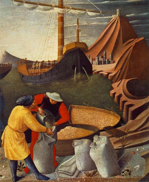 The Story of St. Nicholas. St. Nicholas saves the ship (detail), 1447 - 1448 - Fra Angelico