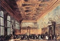 L'audience accordée par le doge de Venise dans la salle du Collège au palais ducal - Francesco Guardi