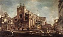 Campo de l'église Santi Giovanni et Paolo, avec la Scuola di San Marco à Venise - Francesco Guardi