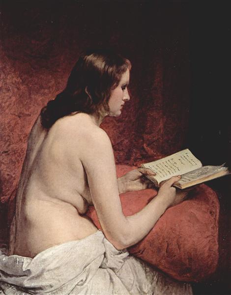 Odalisque with Book, 1866 - Francesco Hayez