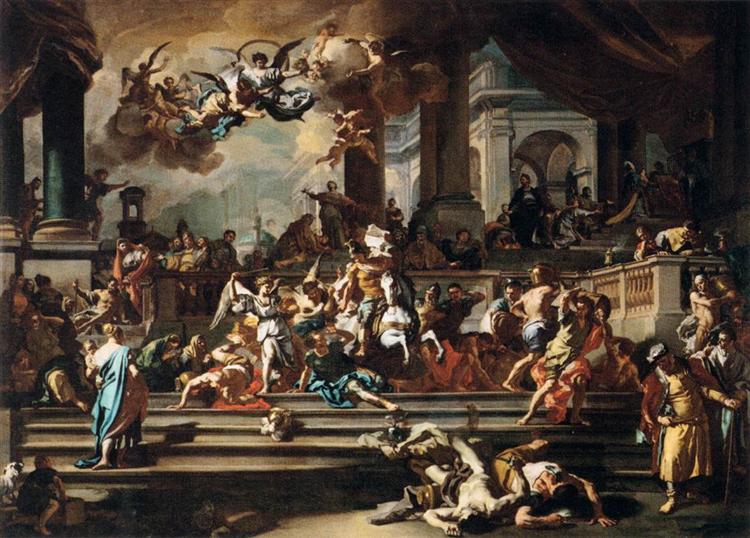 Expulsion of Heliodorus from the Temple, c.1725 - Франческо Солимена