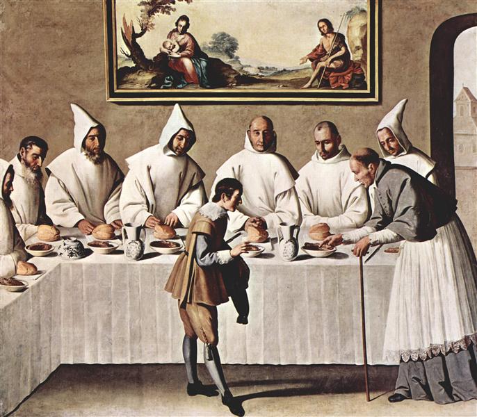St. Hugh of Cluny in the Refectory of the Carthusians, 1633 - Francisco de Zurbarán