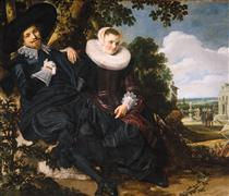 Marriage Portrait of Isaac Massa and Beatrix van der Laen - 哈爾斯
