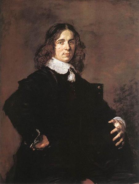 Portrait Of A Seated Man Holding A Hat - Frans Hals