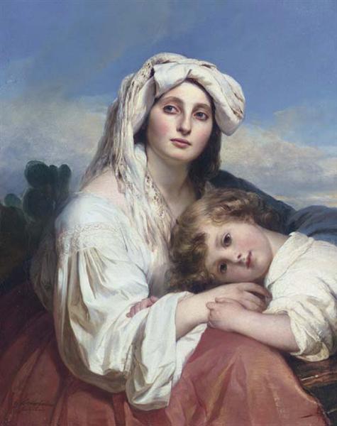 Italian woman with child - Франц Ксавер Винтерхальтер
