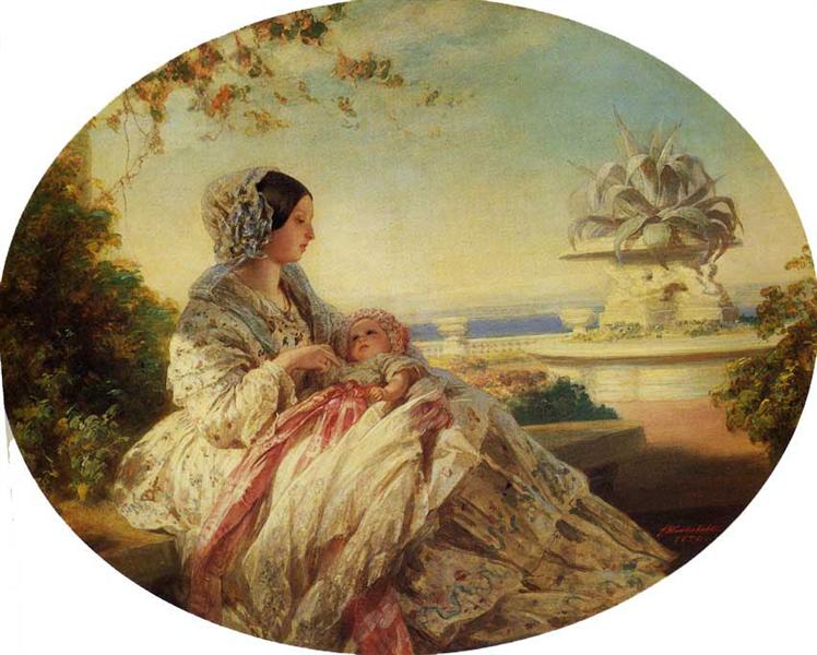 Queen Victoria with Prince Arthur, 1850 - 弗朗兹·克萨韦尔·温德尔哈尔特