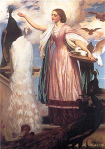 A Girl Feeding Peacocks - Frederic Leighton, 1. Baron Leighton