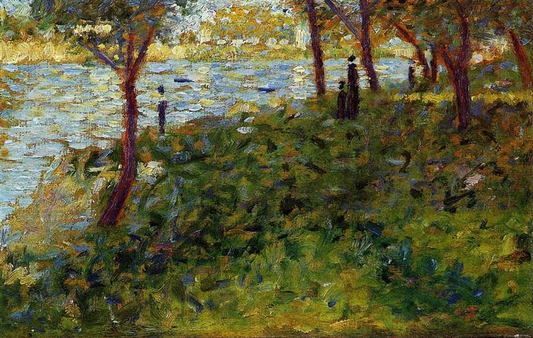 Landscape with Figure. Study for 'La Grande Jatte', 1884 - 1885 - Georges Seurat