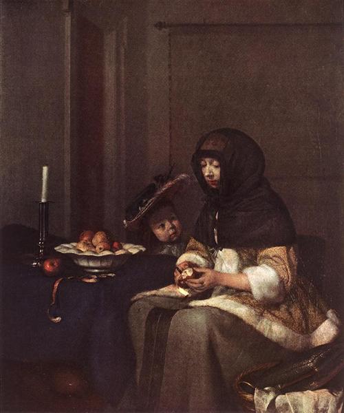Woman Peeling Apple, 1650 - Gerard ter Borch
