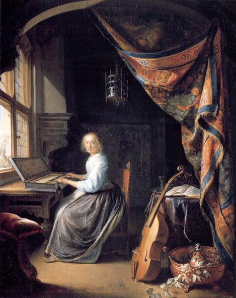 A Lady Playing the Clavichord, c.1665 - Gérard Dou