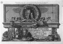 Cover Page. Above the eagle of the Holy Apostles Roman portico at the bottom of the vases in the Vatican Library Collection Ghezzi On a slab of marble, the inscription in relief. - Giovanni Battista Piranesi