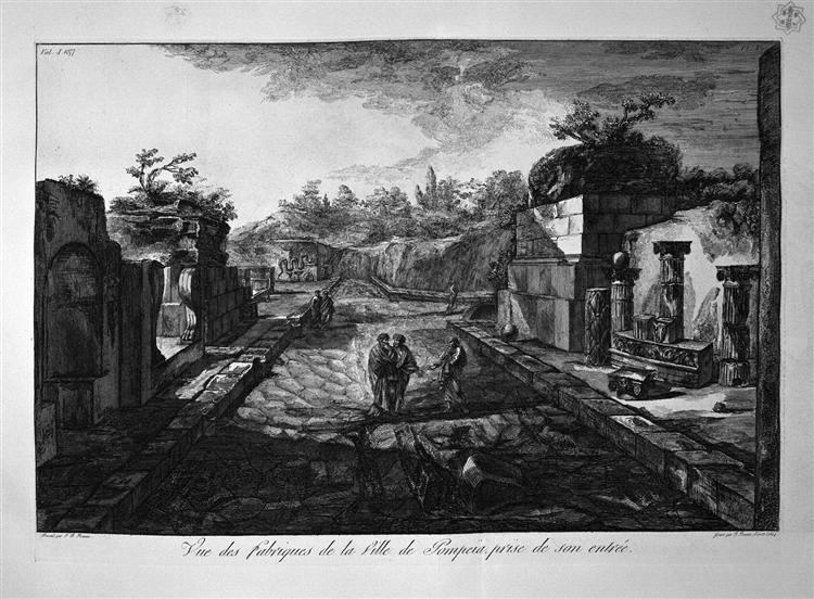 Entrance to the city of Pompeii with the existing factories outside the door - Giovanni Battista Piranesi