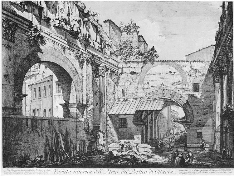 Veduta dell`Atrio del Portico di Ottavia - Giovanni Battista Piranesi