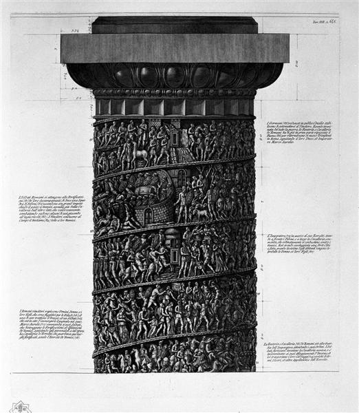 View of main facade of the Antonine column, in six tables - 皮拉奈奇