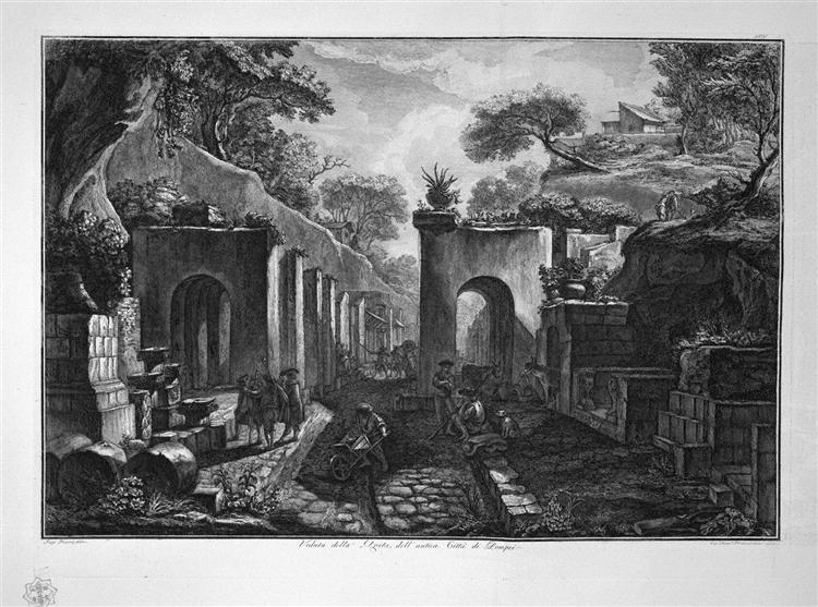 View of the port of the ancient city of Pompeii, design of L Despres - 皮拉奈奇