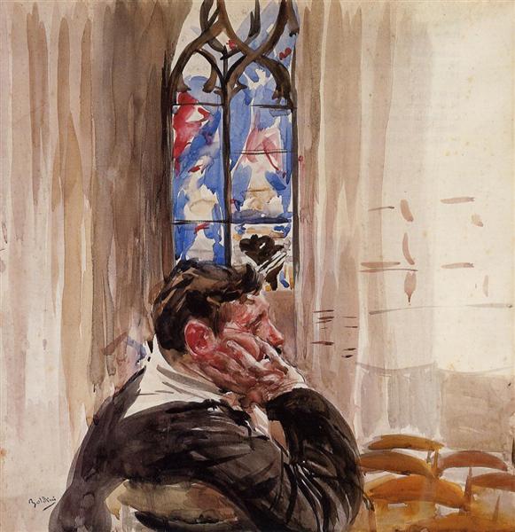 Portrait of a Man in Church, 1900 - Джованні Болдіні