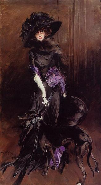 Portrait of the Marchesa Luisa Casati with a Greyhound, 1908 - 乔瓦尼·波尔蒂尼