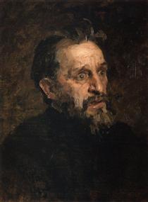 Portrait of I. Repin (study) - Grigori Grigorjewitsch Mjassojedow