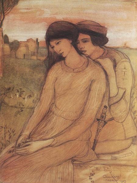 Francesca da Rimini and Paolo Malatesta, 1903 - Lajos Gulacsy