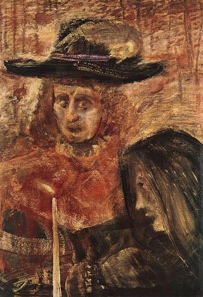 Man with Hat and Woman with Black Scarf, 1915 - Lajos Gulacsy
