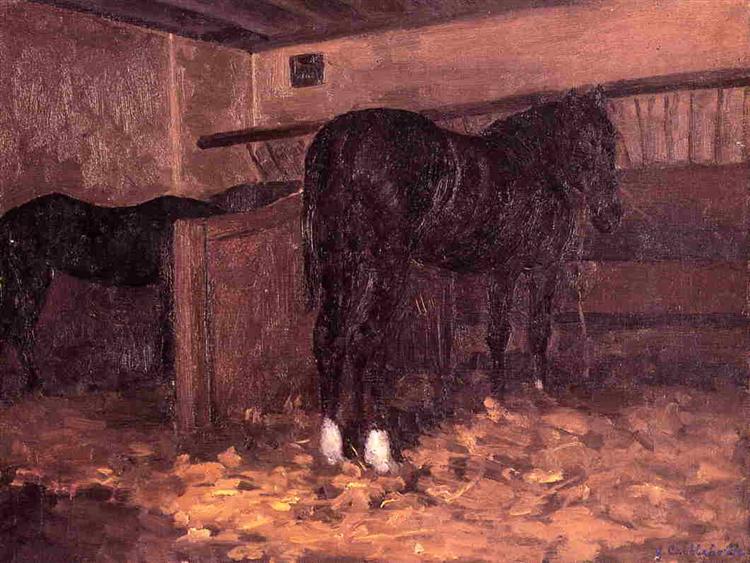 Horses in the Stable, c.1874 - 古斯塔夫·卡耶博特