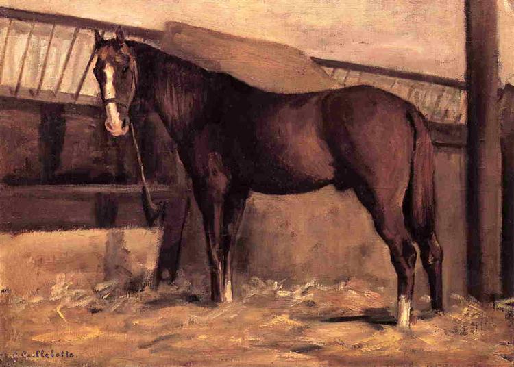 Yerres, Reddish Bay Horse in the Stable, c.1871 - c.1878 - Gustave Caillebotte