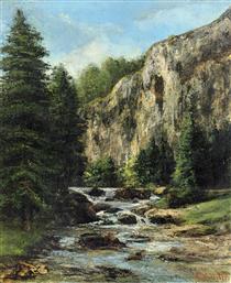 Study for Landscape with Waterfall - Gustave Courbet