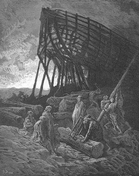 Começada a construção de uma embarcação de grande porte - Gustave Doré