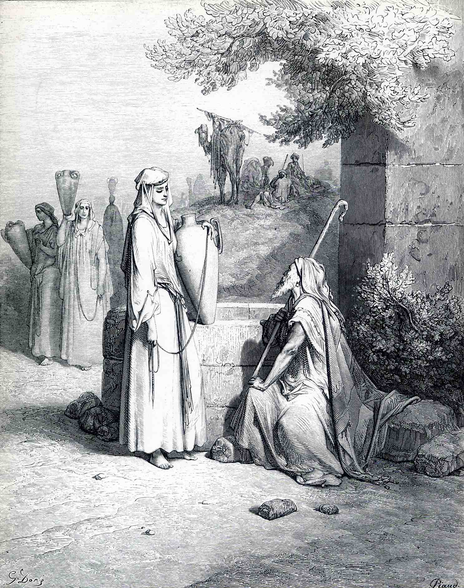 Eliezer and Rebekah by Gustave Doré, Genesis 24:1-27, Bible.Gallery