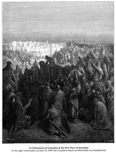 Entusiasmo dos Cruzados à Primeira Vista de Jerusalém - Gustave Doré