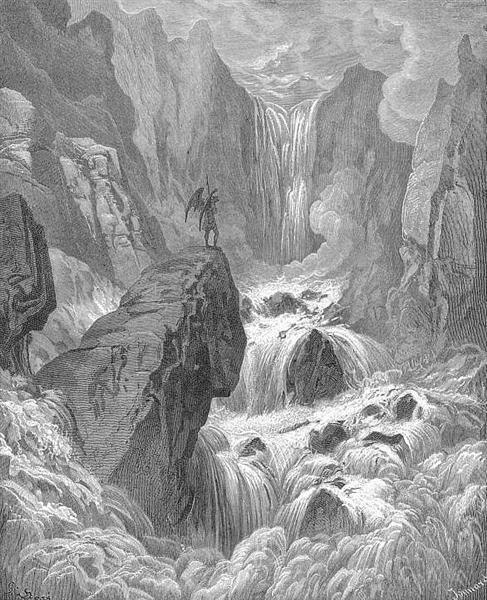In with the river sunk, and with it rose Satan - Gustave Dore