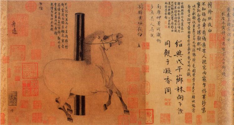 Portrait of 'Night-Shining White', a favorite steed of Emperor Xuanzong, c.750 - Хань Гань