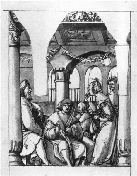 Leaena Before the Judges, c.1518 - Ганс Гольбейн Младший