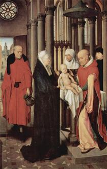 Adoration of the Magi: Right wing of triptych, depicting the Presentation in the Temple, c.1470-72 (oil on panel) - 漢斯·梅姆林