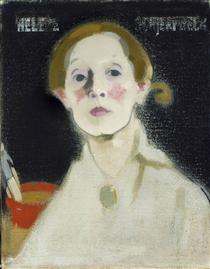 Self-portrait with Black Background - Helene Schjerfbeck