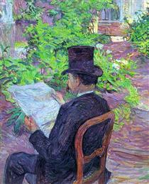 Désiré Dehau Lisant un Journal dans le Jardin - Henri de Toulouse-Lautrec