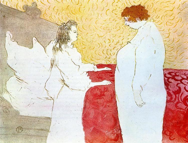 They Woman in Bed, Profile, Getting Up, 1896 - 亨利·德·土魯斯-羅特列克