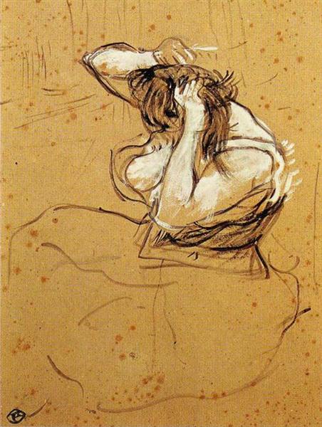 Woman Brushing Her Hair - Henri de Toulouse-Lautrec