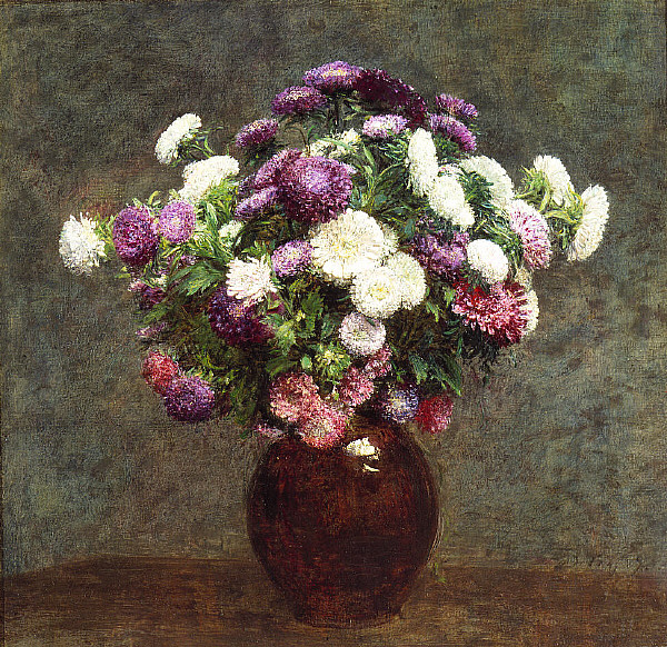 Asters in a Vase, 1875 - Анри Фантен-Латур