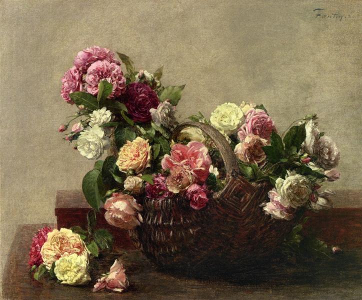Basket of Roses, 1880 - Анрі Фантен-Латур